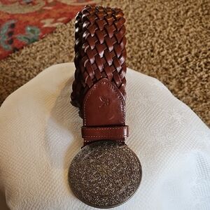 Vintage American Eagle Outfitters Brn Braided Leather Sz S/M P/M 39.5 Long